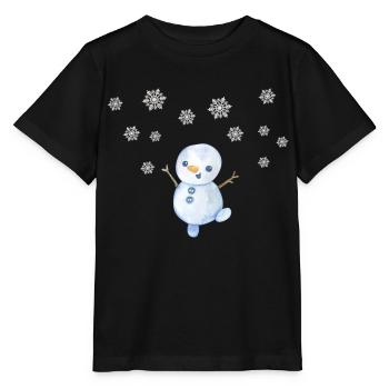Bonhomme de neige avec des flocons de neige - T-shirt bio MINI CREATOR Stanley/Stella Enfant - noir - Devant - Mikhail (115cm)