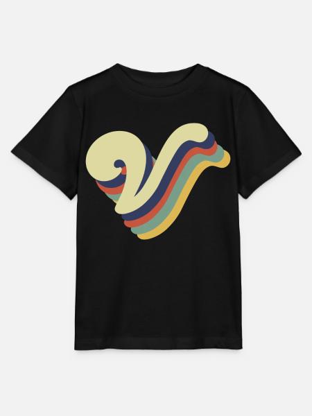 Retro-V-Buchstabe - Stanley/Stella Kinder T-Shirt MINI CREATOR - Schwarz