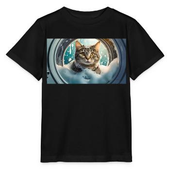 Wortspiel – Katzenwäsche - Stanley/Stella Kinder T-Shirt MINI CREATOR  - Schwarz - Vorne - Mikhail (115cm)