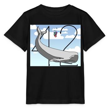 H2G2 Fan Art. Sperm whale and petunia falling. 42 - Stanley/Stella MINI CREATOR Kids’ T-Shirt - black - Front - Mikhail (115cm)