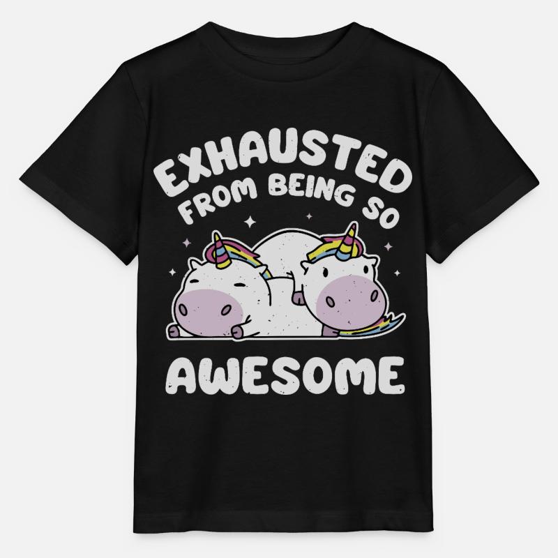 Exhausted From Being So Awesome - Stanley/Stella MINI CREATOR Kids’ T-Shirt - black