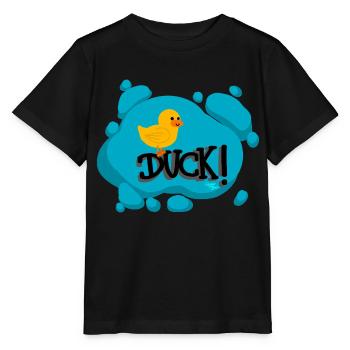 Duck! - Calypso Blous - Stanley/Stella Kinder T-Shirt MINI CREATOR  - Schwarz - Vorne - Mikhail (115cm)