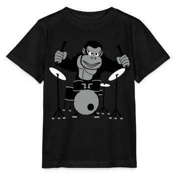 Gorilla Drummer - T-shirt bio MINI CREATOR Stanley/Stella Enfant - noir - Devant - Mikhail (115cm)