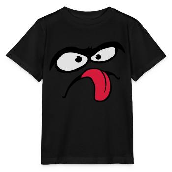 Sourcils épais Visage comique Langue Sortir - T-shirt bio MINI CREATOR Stanley/Stella Enfant - noir - Devant - Mikhail (115cm)