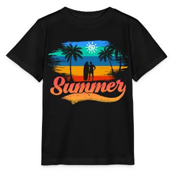 Summer- Beach , Unisex Shirt von Vintage Bro`s - Stanley/Stella Kinder T-Shirt MINI CREATOR  - Schwarz - Vorne - Mikhail (115cm)
