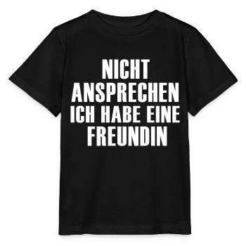 nicht ansprechen ich habe eine Freundin JGA - Stanley/Stella Kinder T-Shirt MINI CREATOR  - Schwarz - Vorne - Mikhail (115cm)
