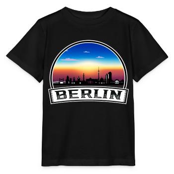 Berlin Skyline Retro Sun lettrage - T-shirt bio MINI CREATOR Stanley/Stella Enfant - noir - Devant - Mikhail (115cm)