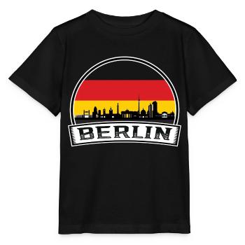 Berlin Skyline Retro Sun lettrage - T-shirt bio MINI CREATOR Stanley/Stella Enfant - noir - Devant - Mikhail (115cm)