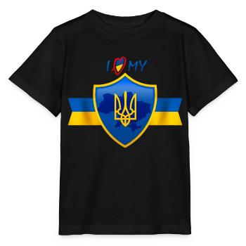 J’aime mon pays, l’Ukraine, t-shirt - T-shirt bio MINI CREATOR Stanley/Stella Enfant - noir - Devant - Mikhail (115cm)