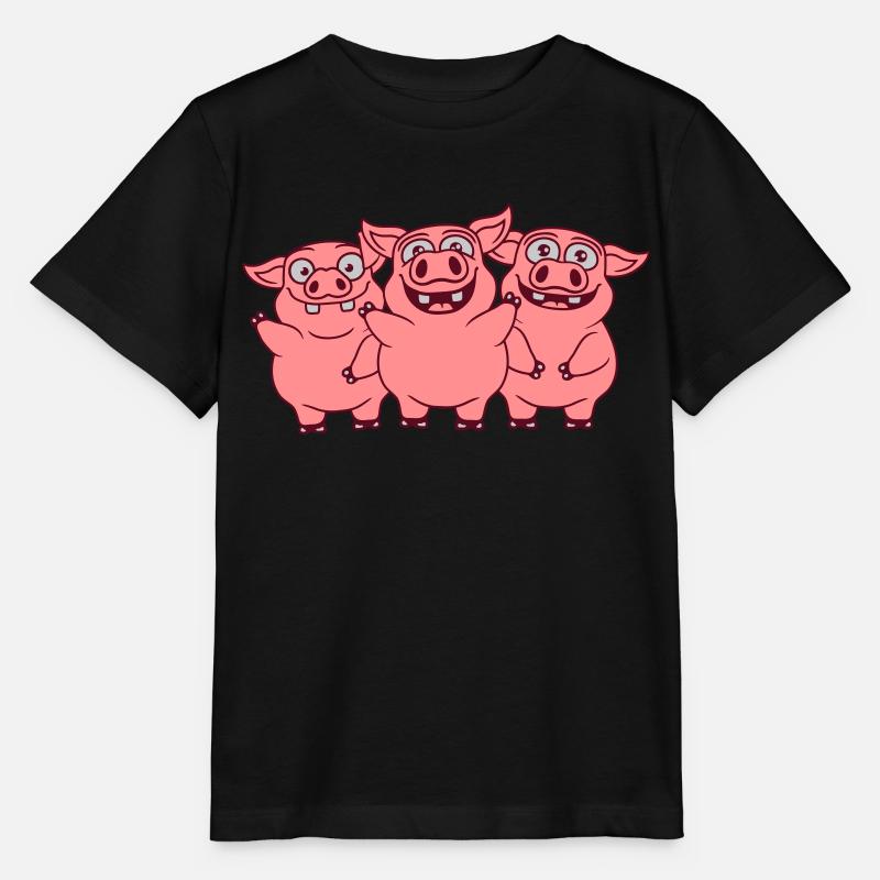 Drôle drôle drôle d’équipe de cochons - T-shirt bio MINI CREATOR Stanley/Stella Enfant - noir