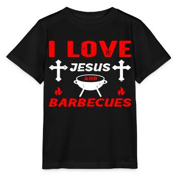 I love Jesus and Barbecue - Stanley/Stella Kinder T-Shirt MINI CREATOR  - Schwarz - Vorne - Mikhail (115cm)
