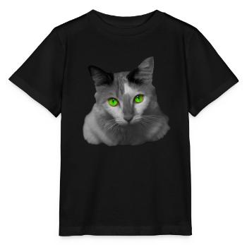 le chat aux yeux verts - T-shirt bio MINI CREATOR Stanley/Stella Enfant - noir - Devant - Mikhail (115cm)