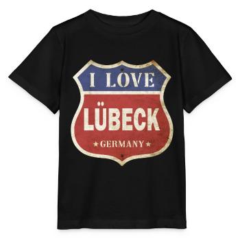 Lübeck Deutschland Stadt I Love Vintage Retro - Stanley/Stella Kinder T-Shirt MINI CREATOR  - Schwarz - Vorne - Mikhail (115cm)
