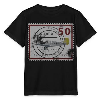 Historical stamp of aviation, fantasy - Stanley/Stella MINI CREATOR Kids’ T-Shirt - black - Front - Mikhail (115cm)