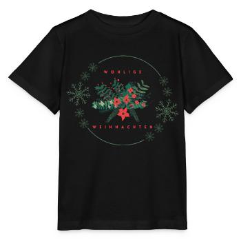 Wohlige Weihnachten florales Weihnachtsdesign - Stanley/Stella Kinder T-Shirt MINI CREATOR  - Schwarz - Vorne - Mikhail (115cm)