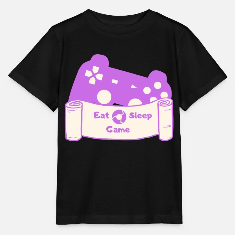 Spis, sov, spil og gentag - lilla/beige - Stanley/Stella T-shirt MINI CREATOR til børn - sort