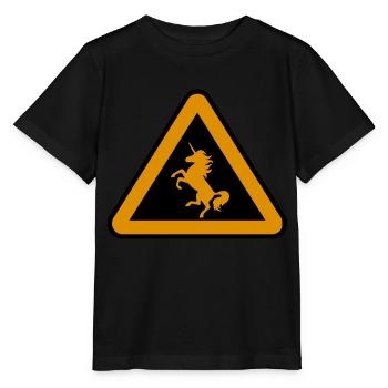 Attention unicorn, danger - Stanley/Stella MINI CREATOR Kids’ T-Shirt - black - Front - Mikhail (115cm)