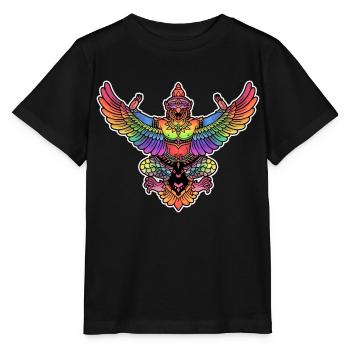 Garuda Regenbogen Indonesien - Stanley/Stella Kinder T-Shirt MINI CREATOR  - Schwarz - Vorne - Mikhail (115cm)