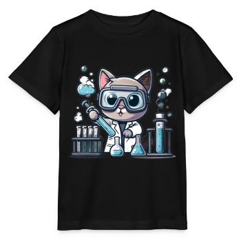 Chemistry Cat - Stanley/Stella MINI CREATOR Kids’ T-Shirt - black - Front - Mikhail (115cm)