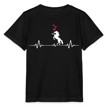 Pferd reiten Pferdeliebe Pferdestall Reitstunde - Stanley/Stella Kinder T-Shirt MINI CREATOR  - Schwarz - Vorne - Mikhail (115cm)