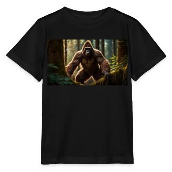 Sasquatch Bigfoot im Waldmonster dunkel - Stanley/Stella Kinder T-Shirt MINI CREATOR  - Schwarz - Vorne - Mikhail (115cm)
