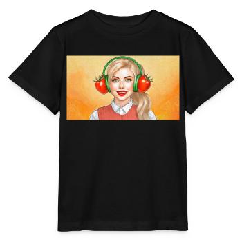 tomates sur les oreilles (Tomaten auf den Ohren) - T-shirt bio MINI CREATOR Stanley/Stella Enfant - noir - Devant - Mikhail (115cm)