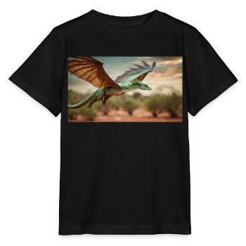 Un dragon vert orange réaliste dans l’outback - T-shirt bio MINI CREATOR Stanley/Stella Enfant - noir - Devant - Mikhail (115cm)