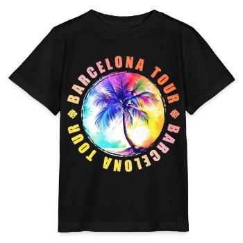 Barcelona Tour Bunt - Stanley/Stella Kinder T-Shirt MINI CREATOR  - Schwarz - Vorne - Mikhail (115cm)