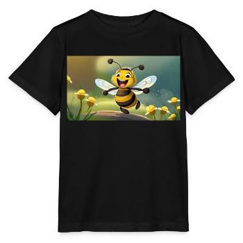 Jeu de mots expression ambiguë – HapBee (Abeille heureuse) - T-shirt bio MINI CREATOR Stanley/Stella Enfant - noir - Devant - Mikhail (115cm)
