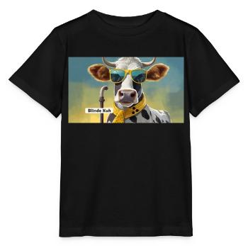 Jeu de mots : expression ambiguë – Blinde Kuh (vache aveugle) - T-shirt bio MINI CREATOR Stanley/Stella Enfant - noir - Devant - Mikhail (115cm)