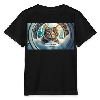 Wortspiel – Katzenwäsche - Stanley/Stella Kinder T-Shirt MINI CREATOR  - Schwarz - Vorne - Mikhail (115cm)