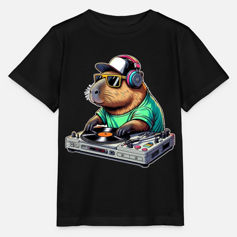 Capybara Dj - Stanley/Stella Kinder T-Shirt MINI CREATOR  - Schwarz