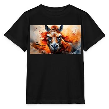 Animaux mignons - cheval - T-shirt bio MINI CREATOR Stanley/Stella Enfant - noir - Devant - Mikhail (115cm)