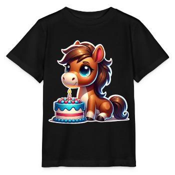 Cheval Poulain Poney Anniversaire - T-shirt bio MINI CREATOR Stanley/Stella Enfant - noir - Devant - Mikhail (115cm)