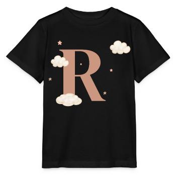Buchstabe r bewölkt Sterne - Stanley/Stella Kinder T-Shirt MINI CREATOR  - Schwarz - Vorne - Mikhail (115cm)