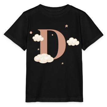 Buchstabe d bewölkt Sterne - Stanley/Stella Kinder T-Shirt MINI CREATOR  - Schwarz - Vorne - Mikhail (115cm)