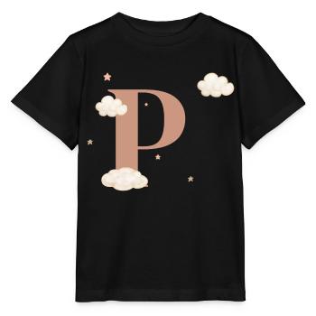 Buchstabe p bewölkt Sterne - Stanley/Stella Kinder T-Shirt MINI CREATOR  - Schwarz - Vorne - Mikhail (115cm)