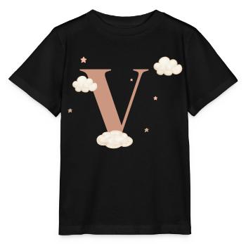 Buchstabe v bewölkt Sterne - Stanley/Stella Kinder T-Shirt MINI CREATOR  - Schwarz - Vorne - Mikhail (115cm)