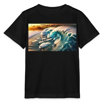 Surfeurs de pipelining - T-shirt bio MINI CREATOR Stanley/Stella Enfant - noir - Devant - Mikhail (115cm)