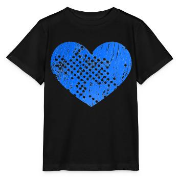 Heart with holes (blue) - Stanley/Stella MINI CREATOR Kids’ T-Shirt - black - Front - Mikhail (115cm)