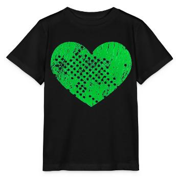 Heart with holes (green) - Stanley/Stella MINI CREATOR Kids’ T-Shirt - black - Front - Mikhail (115cm)