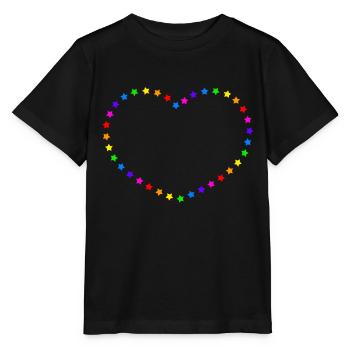 Regenbogen Herz - Stanley/Stella Kinder T-Shirt MINI CREATOR  - Schwarz - Vorne - Mikhail (115cm)