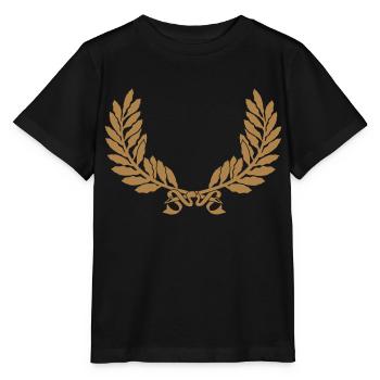 Lorbeer Kranz gold Logo Zweige - Stanley/Stella Kinder T-Shirt MINI CREATOR  - Schwarz - Vorne - Mikhail (115cm)