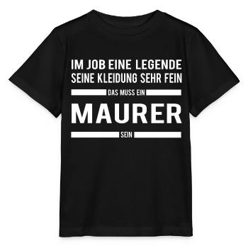 Maurer - Stanley/Stella Kinder T-Shirt MINI CREATOR  - Schwarz - Vorne - Mikhail (115cm)