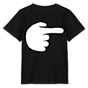 hand comic cartoon zeigen zeigefinger weg rechts l - Stanley/Stella Kinder T-Shirt MINI CREATOR  - Schwarz - Vorne - Mikhail (115cm)