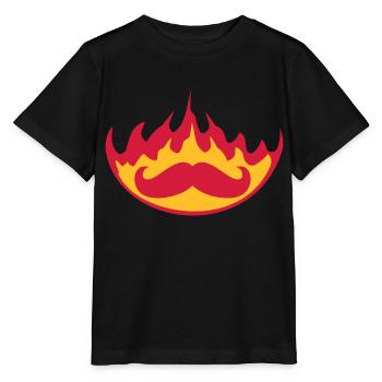 burn fire flames hot torch mustache cord - Stanley/Stella MINI CREATOR Kids’ T-Shirt - black - Front - Mikhail (115cm)