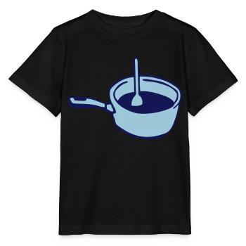 Pfanne Kochtopf Kochlöffel Koch - Stanley/Stella Kinder T-Shirt MINI CREATOR  - Schwarz - Vorne - Mikhail (115cm)