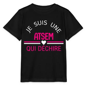je suis une atsem qui déchire - T-shirt bio MINI CREATOR Stanley/Stella Enfant - noir - Devant - Mikhail (115cm)