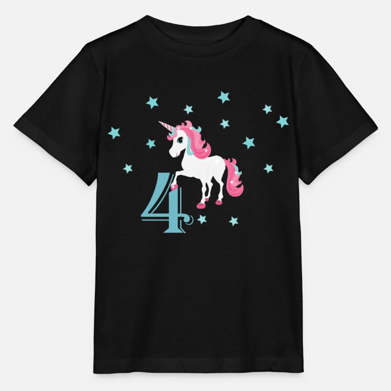 Geburtstagsshirt 4 Jahre Einhorn Mädchen Geschenk - Stanley/Stella Kinder T-Shirt MINI CREATOR  - Schwarz