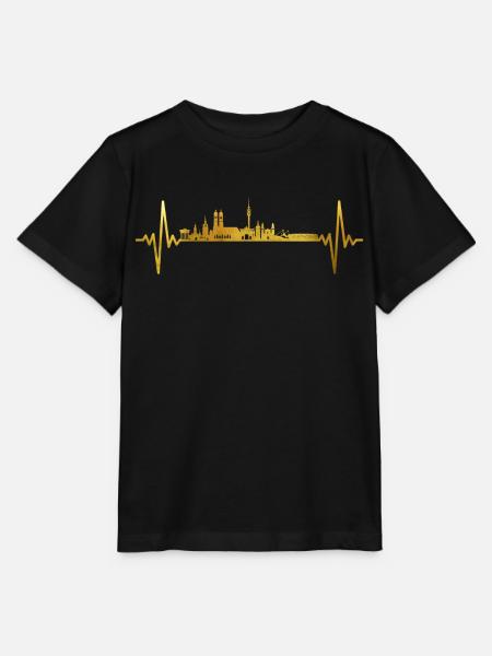 München Skyline Herzschlag - Stanley/Stella Kinder T-Shirt MINI CREATOR - Schwarz